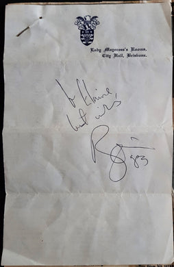 David Bowie - Personalised Autograph 1983